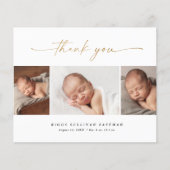 Budget Script 3 Photo Baby Announcement Thank You (Front)