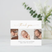 Budget Script 3 Photo Baby Announcement Thank You (Standing Front)