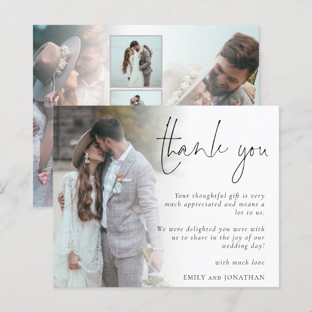 Budget Script 6 Photos Wedding Thank You (Front/Back)