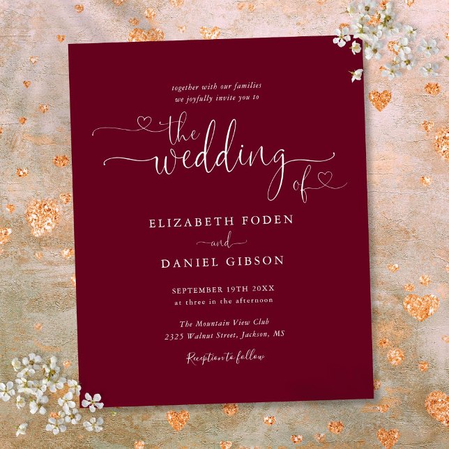 Budget Script Burgundy Wedding Invitation (Budget Script Burgundy Wedding Invitation)