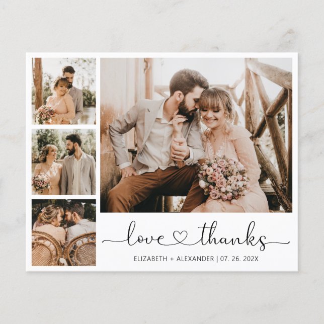 Budget Script Collage Wedding Thank You Flyer (Front)