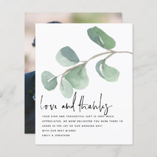 Budget Script Eucalptus Newlywed Photo Thank You