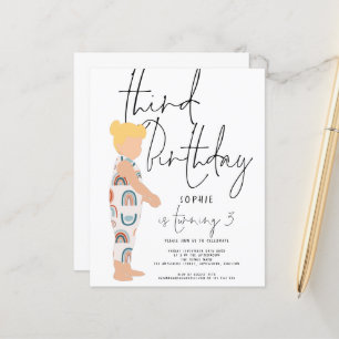 Budget Script Girl Blonde 3rd birthday Invitation