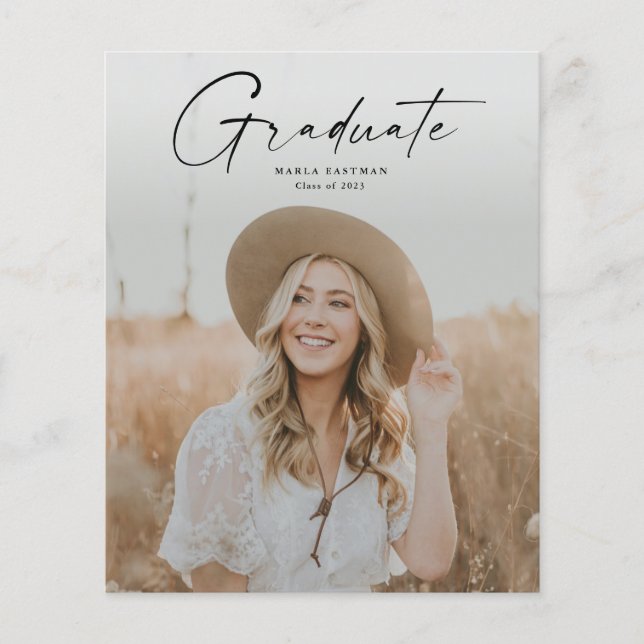 Budget Script Graduate Photo Graduation Invitation (Front)