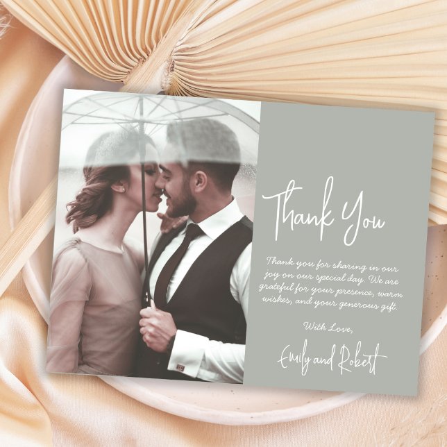 Budget Script Green Photo Wedding Thank You Flyer (Creator Uploaded)