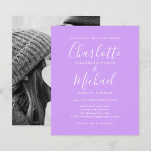 Budget Script Lilac Photo Wedding Invitation
