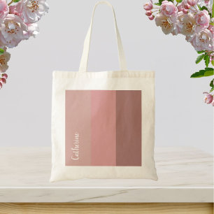 Budget script monogram, pink tri-tone tote bag