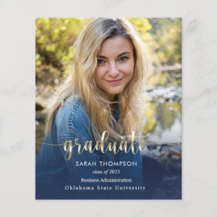 Budget Script Navy Blue Photo Collage Graduation