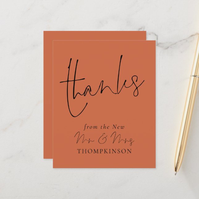 Budget Script New Mr Mrs Wedding Terracotta Thanks (Front/Back In Situ)