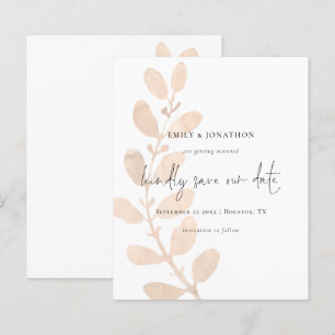 Budget Script Peach Tinted Foliage Save The Date