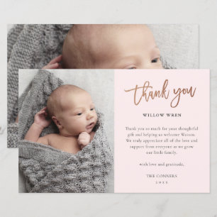 Budget Script Photo Baby Thank You Card