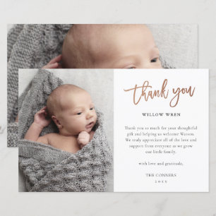 Budget Script Photo Baby Thank You Card