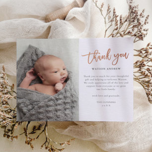 Budget Script Photo Baby Thank You Card