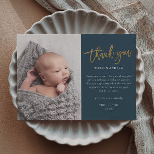 Budget Script Photo Baby Thank You Card