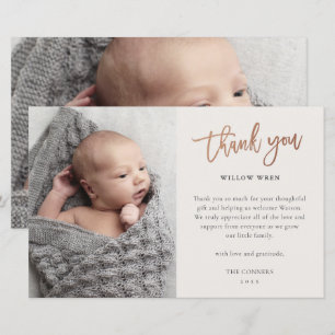 Budget Script Photo Baby Thank You Card