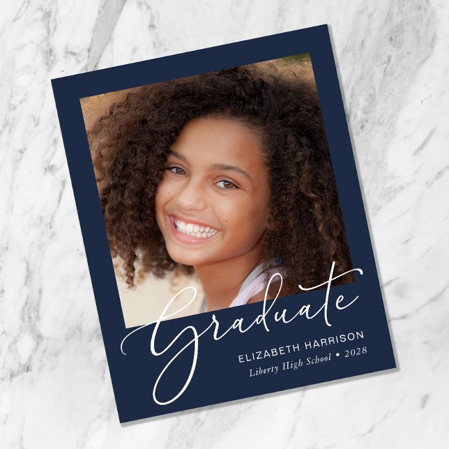 Budget Script Photo Blue Graduation Announcement (Creator Uploaded)