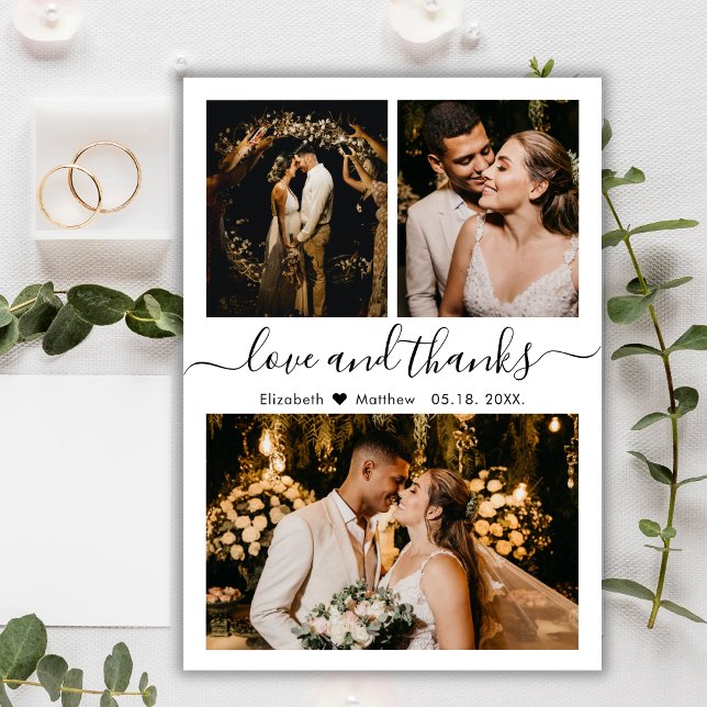 Budget Script Photo Collage Wedding Thank You Card (Creator Uploaded)