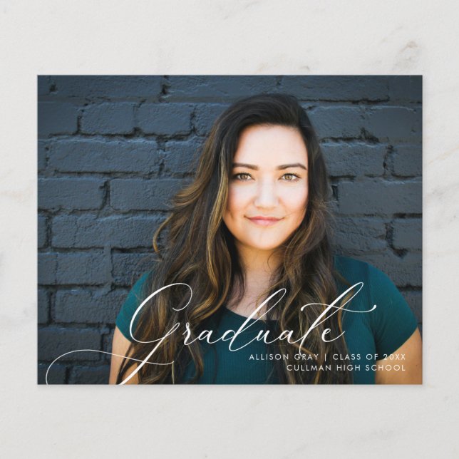 Budget Script Photo Graduation Invitation Flyer (Front)