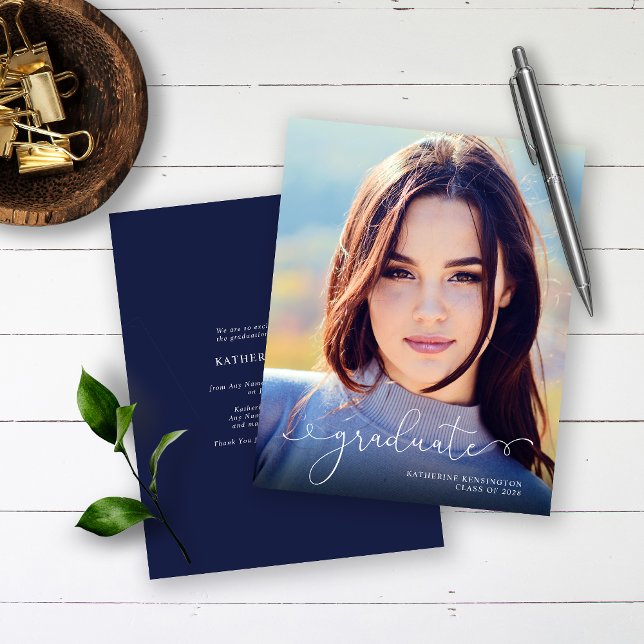 BUDGET Script Photo Navy Blue Graduation (Creator Uploaded)