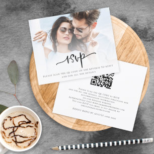 Budget Script Photo QR Code Wedding RSVP