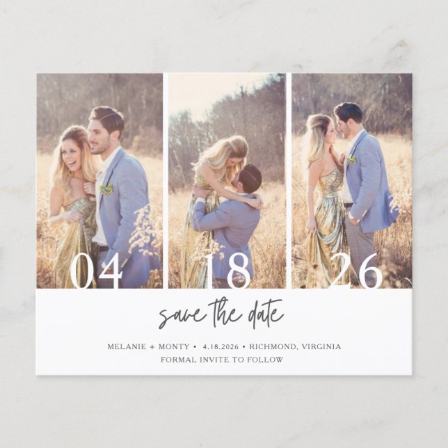 Budget Script Photo Wedding Save the Date Flyer (Front)