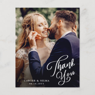 Budget Script Photo Wedding Thank You Card