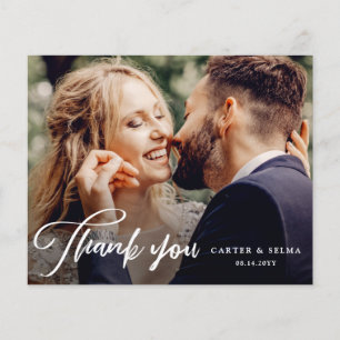 Budget Script Photo Wedding Thank You Card