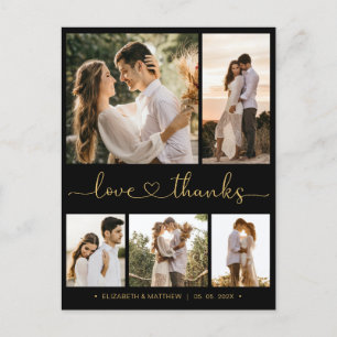 Budget Script Photo Wedding Thank You Postcard 