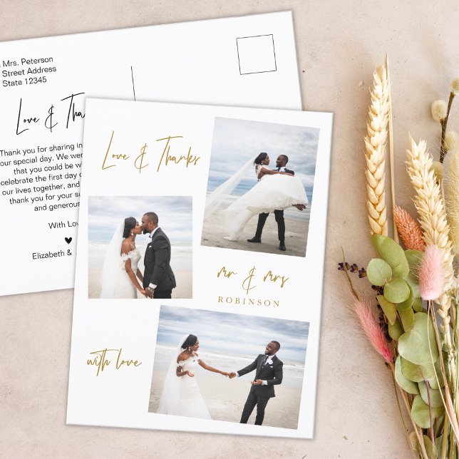 Budget Script Photo Wedding Thank You Postcard (Creator Uploaded)