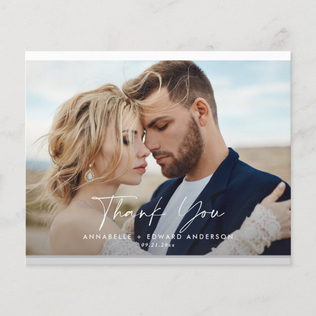 Budget Script photo wedding thank you teracotta Flyer (Front)