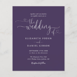 Budget Script Purple Wedding Invitation