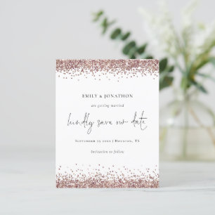 Budget Script QR Code Rose Gold Glitter Save Date