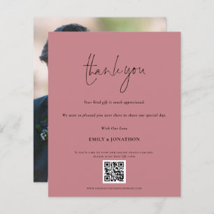 Budget Script QR Code Wedding Photo Pink Thanks