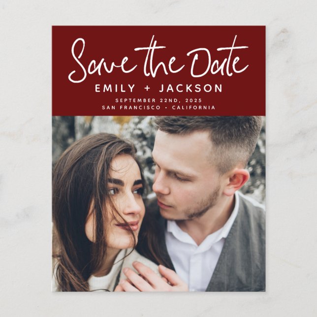 Budget Script Save the Date Photo Invitation Flyer (Front)