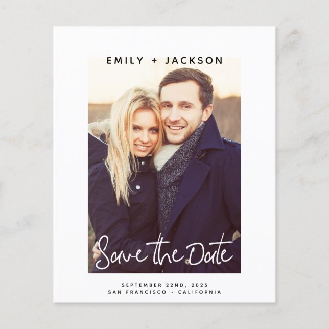 Budget Script Save the Date Photo Invitation Flyer (Front)