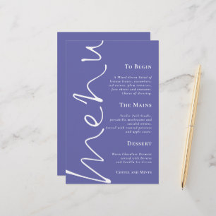Budget Script Very Peri Blue Wedding Menu