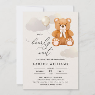 Budget Script We Can Bearly Wait Baby Shower  Invitation