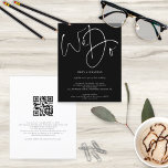 Budget Script We Do Black QR Code Wedding Invite<br><div class="desc">Script We Do Black QR Code Wedding Invitation. A budget price SMALLER 4.5” x 5.6” alternative. Available in a SEMI-GLOSS 110 lb CARD STOCK which is the default option (thicker for invitations), OR a SATIN FINISH 80 lb THINNER PAPER STOCK (ideal for enclosures). Add your QR code to your wedding...</div>