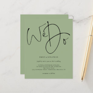 Budget Script We Do Sage Green Wedding Invitation