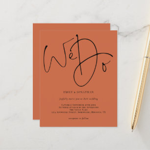 Budget Script We Do Terracotta Wedding Invitation