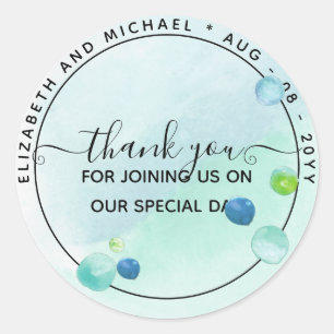 BUDGET Sea Glass Modern Abstract Wedding Classic Round Sticker