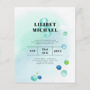 BUDGET Sea Glass Modern Abstract Wedding Flyer