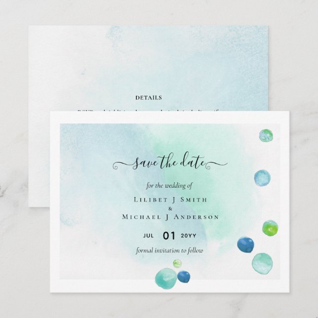 BUDGET Sea Glass Modern Save Date Wedding Postcard (Front/Back)