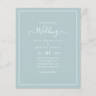 BUDGET Sea Glass Sage Green Monochrome Wedding Flyer
