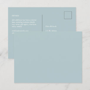 BUDGET Sea Glass Sage Green Monochrome Wedding Postcard