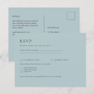 BUDGET Sea Glass Sage Green Monochrome Wedding Postcard