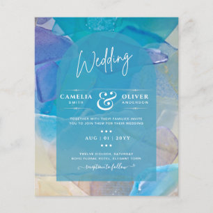 BUDGET Sea Glass Teal Blue Ocean Beach Sea Wedding Flyer