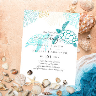 BUDGET Sea Turtles Wedding Modern Invitation Flyer