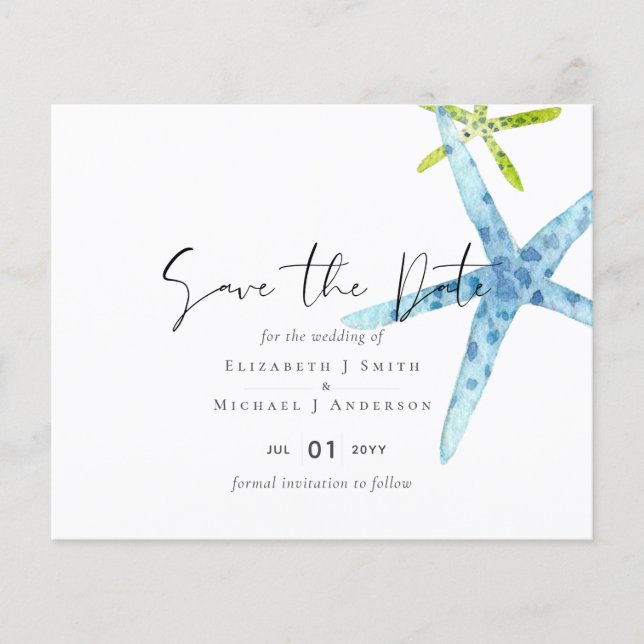 BUDGET Sealife Beach Ocean Wedding SavetheDate (Front)