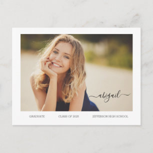 BUDGET Senior Modern Photo Grad Announcement Postcard